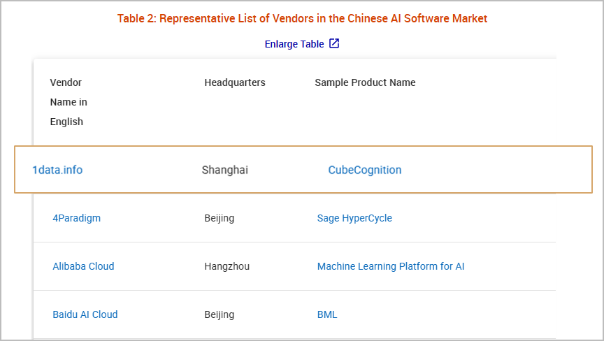 （Market Guide for AI Software, China）